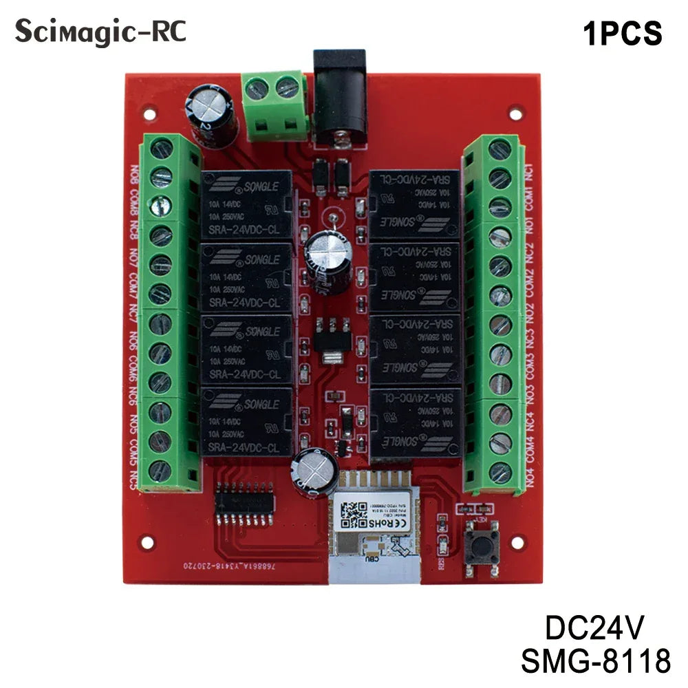 8CH Tuya Wifi Switch Module DC 12V 24V 8 Channels Wireless Relay Module APP Remote Control DIY Smart Home Automation