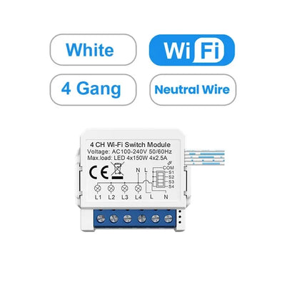 AVATTO WiFi Smart Light Switch Module，1/2/3/4 Gang DIY Breaker Neutral Wire Control Works With Tuya Alexa, Google Home