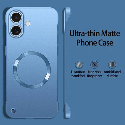 New Slim Thin Matte Metal Painted PC Magnetic Case For Magsafe iPhone 17 Air 17 16 15 14 13 12 Pro Max Plus Frameless Cover