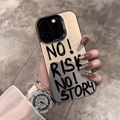 NO! RISK NO! STORY pattern phone case suitable for iPhone 17 16 15 14 13 12 11 Pro/Max/Plus anti drop and shockproof back cover