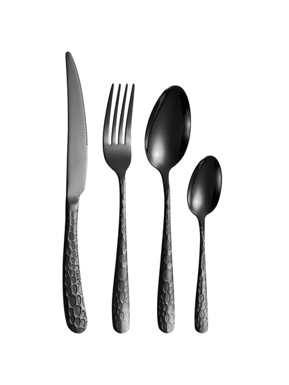 4/6/16/24pcs Black stainless steel cutlery knife, fork and spoon set Home kitchen utensils Holiday dinner tableware