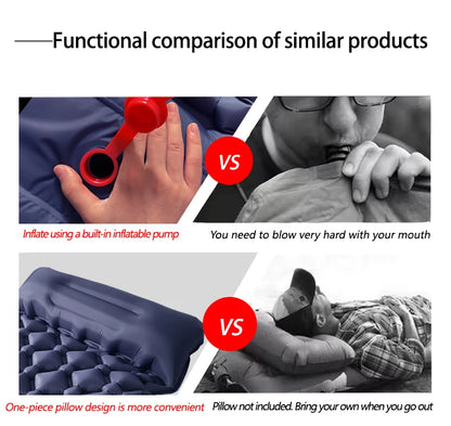 Outdoor Camping Sleeping Pad Folding Sleep Mat Beach Inflat Mattress with Pillows Ultralight Air Mat Travel Hiking New