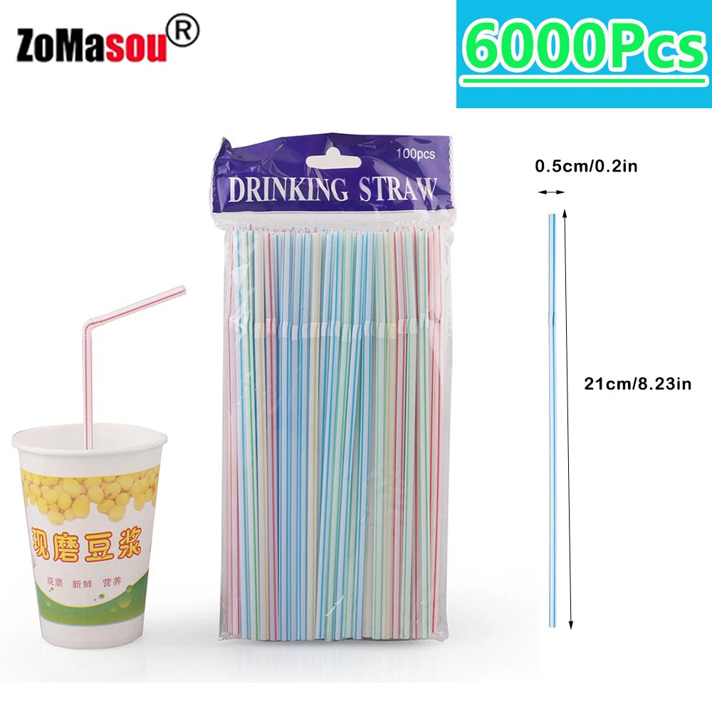 50-6000Pcs Multicolor Drinking Rietjes Straw Milk Tea Bar Party cocktail Drinking Wedding Kitchen Beverage Straws Wholesale