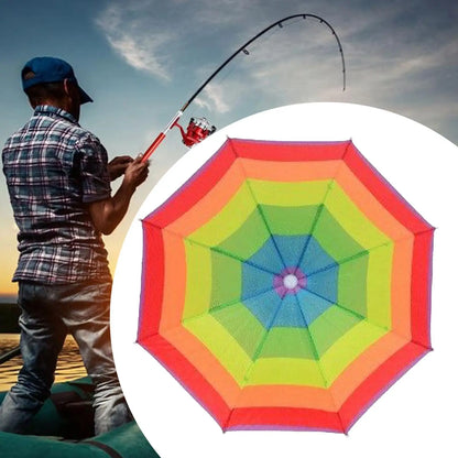 Foldable Head Umbrella Hat Portable Foldable Rain Umbrella Hat Outdoor Fishing Sunshade Hat for Golf Gardening Camping