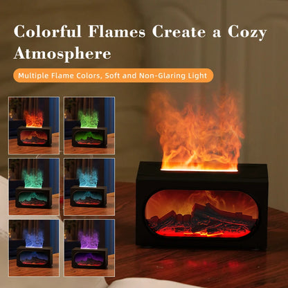 250ml Flame Fireplace Aroma Humidifier Colorful Light Aromatherapy Essential Oil Diffuser with Timed Auto Off for Home Bedroom