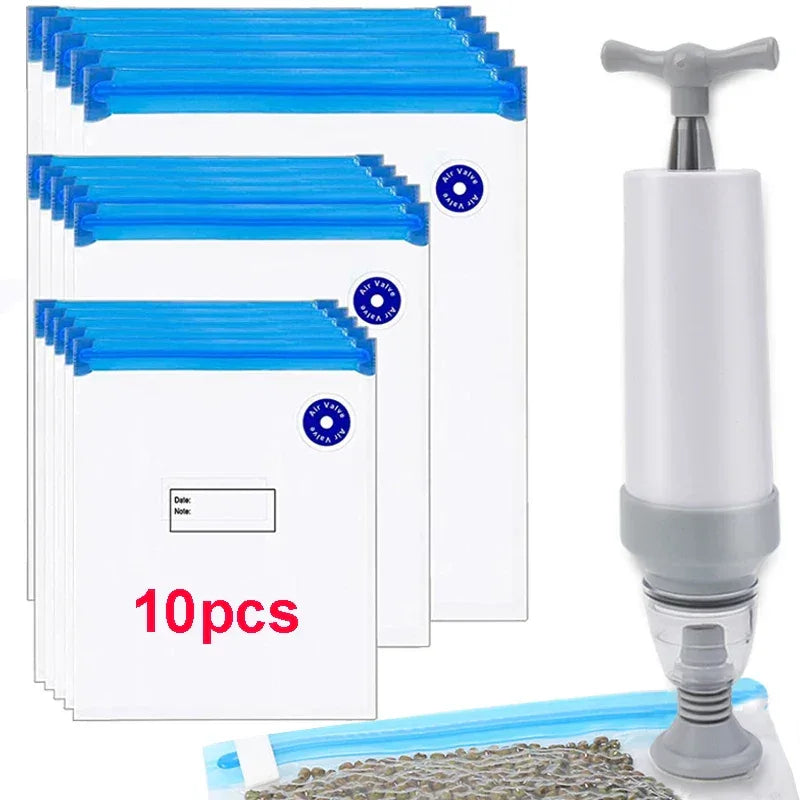 Reusable Vacuum Storage Bags 3D Printer Filament Electric Vacuum Pump Air Valve Pump Sealing Vegetables Food Storage Zipper Bag