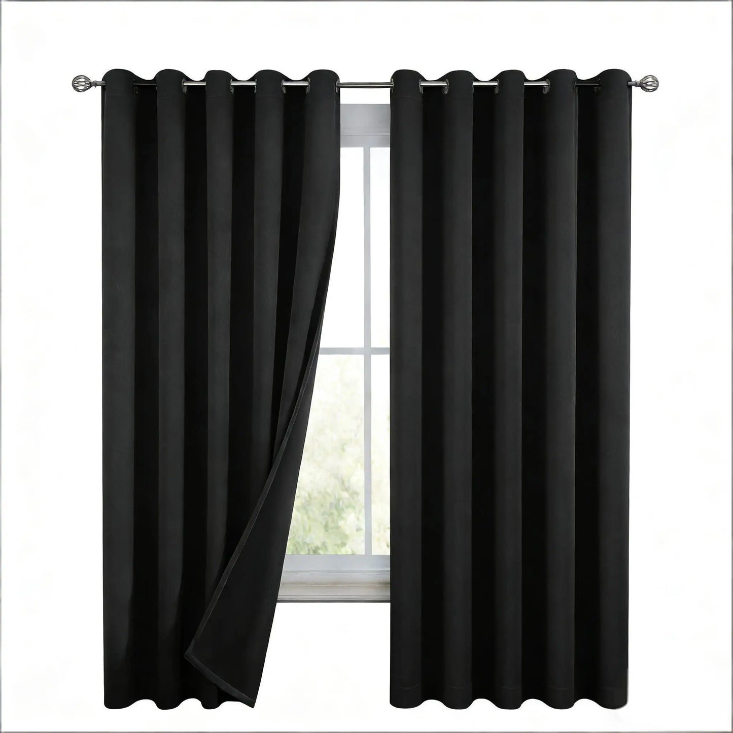 Solid 100% Blackout Curtain for Living Room Grommets Top Thermal Insulated Light Blocking Curtain Drapes for Home Patio Privacy