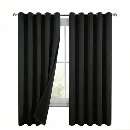 Solid 100% Blackout Curtain for Living Room Grommets Top Thermal Insulated Light Blocking Curtain Drapes for Home Patio Privacy