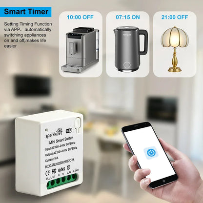 Matter 16A WiFi mini Smart Switch Pass-through Disconnect Dual Control Outletorks Remote Control Timer  Work with HomeKit Alexa