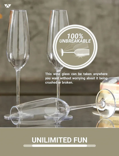 MICHLEY Unbreakable Champagne Flutes Glasses Set Plastic Tritan Sparkling Wine Glass For Wedding Party Picnic Barware 2/4 pcs