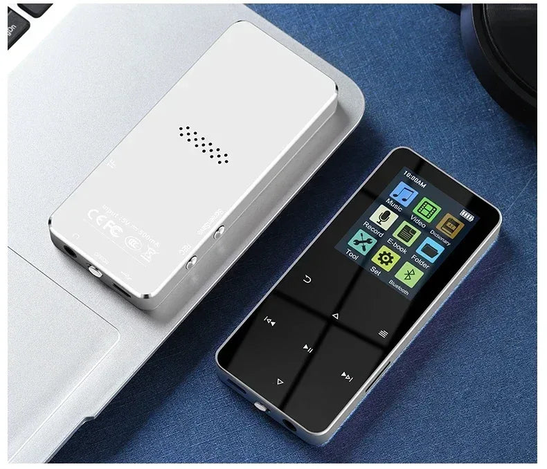 2.0 Inch Metal Touch MP3 MP4 Music Player Bluetooth 5.0 Supports Card, with FM Alarm Clock Pedometer e-Book Built-in Speaker