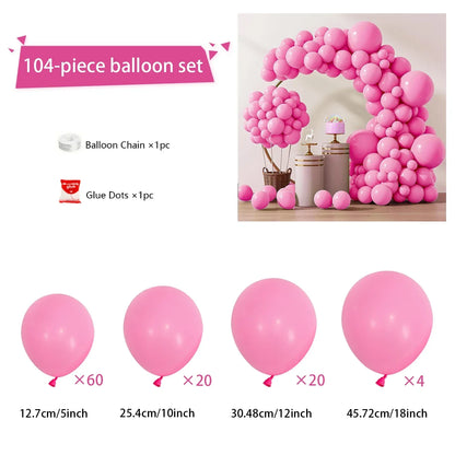 104 Pieces Ruby Red Balloon Red Garland Arch Set with Different Sizes, Suitable for Birthday, Wedding, Valentine's Day
