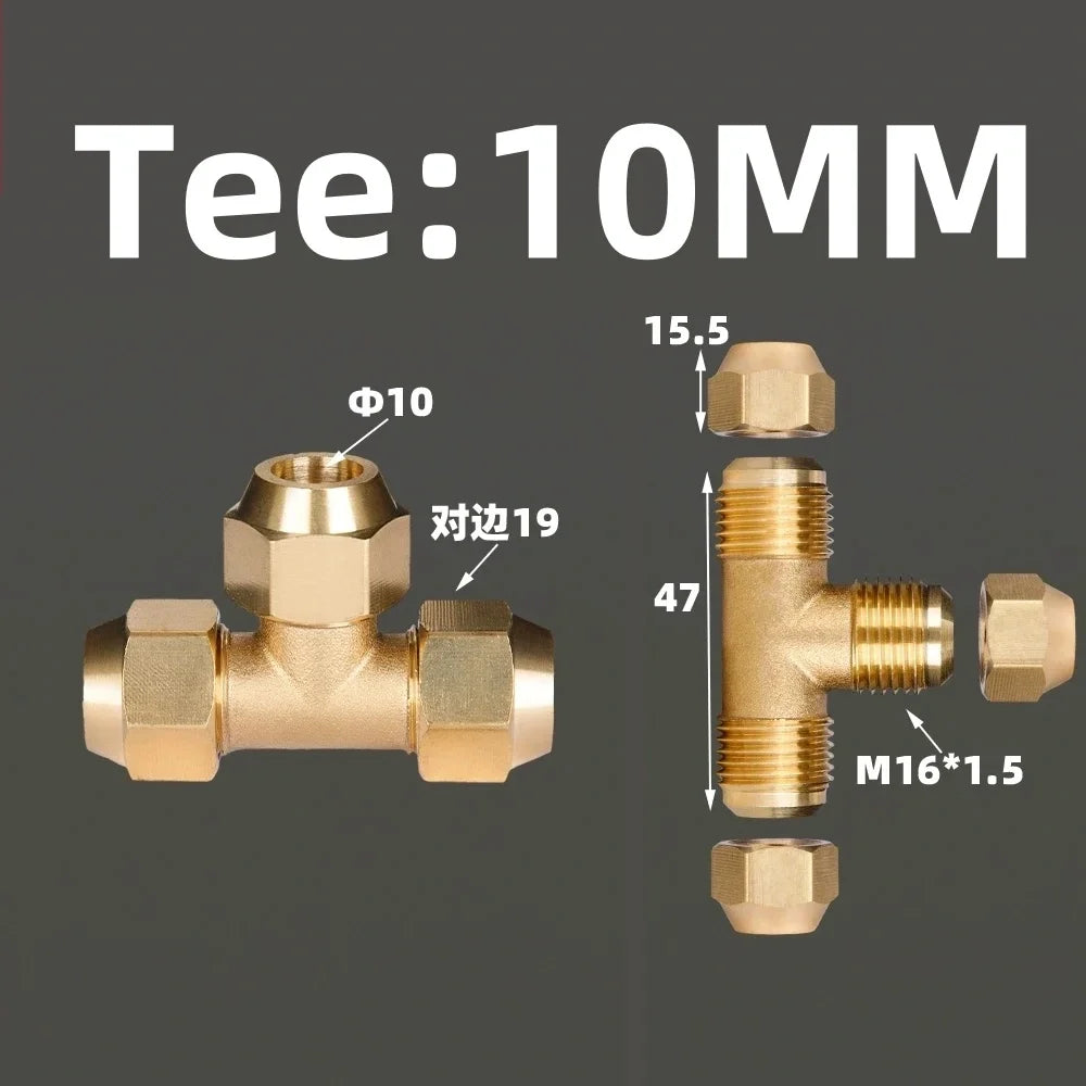 1pcs Flared Brass Straight through pipe fittings 6/8/10/12/14mm Tube connector Fitting Air conditioning extension tool Fitting