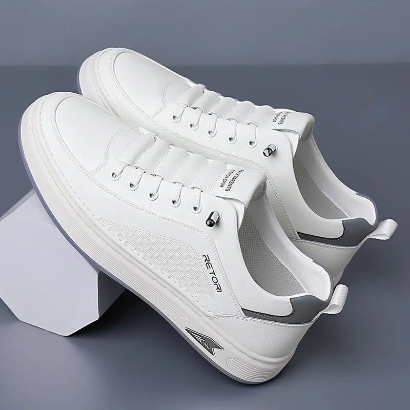 New Men's Shoes High Quality Leather Casual Shoes for Men Designer Sneakers Tenis Masculino Comfort Lace-up White Sport Shoes