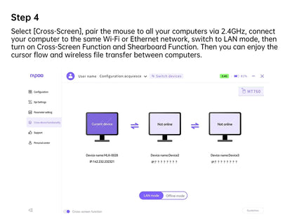 Rapoo MT760 Rechargeable Multi-mode Wireless Mouse Ergonomic 3200 DPI Easy-Switch Up to 4 Devices Bluetooth Mouse Office Mice