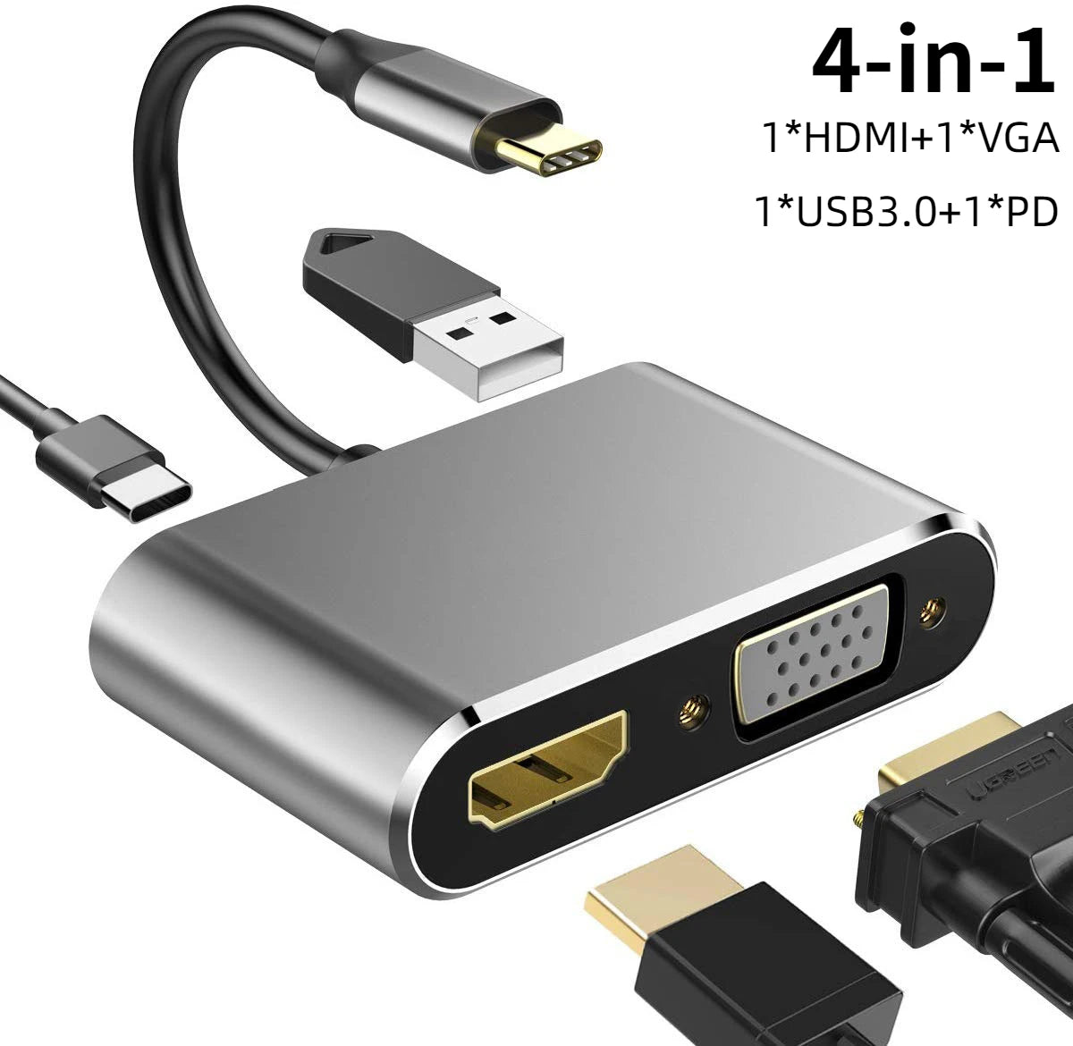 4 IN 1 USB C HUB Docking Station 4K@60Hz HDMI-compatible Adapter Type C to HDMI PD100W USB 3.0 HUB USB C Splitter for Macbook