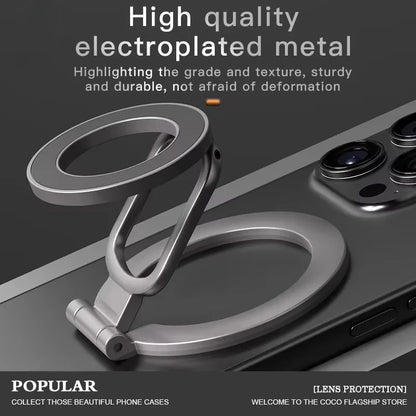 Double Sided Phone Stand Magnetic Phone Ring Holder Kickstand Magnet Grip for MagSafe iPhone 16 15 14 13 12 Pro Max Car Holder