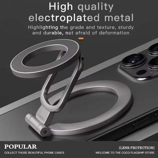 Double Sided Phone Stand Magnetic Phone Ring Holder Kickstand Magnet Grip for MagSafe iPhone 16 15 14 13 12 Pro Max Car Holder