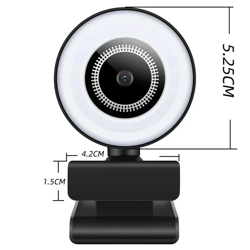 4K Webcam Mini Camera Full HD Webcam With Ring Fill Light Microphone USB Live Broadcast For Youtube PC Laptop Video Shooting