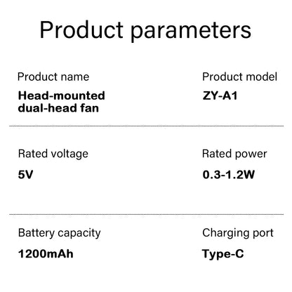 USB Rechargeable Mini Sports 3-Speed Adjustable Neck Dual Fan Home OfficeOutdoor Travel Portable Hanging Neck Fan