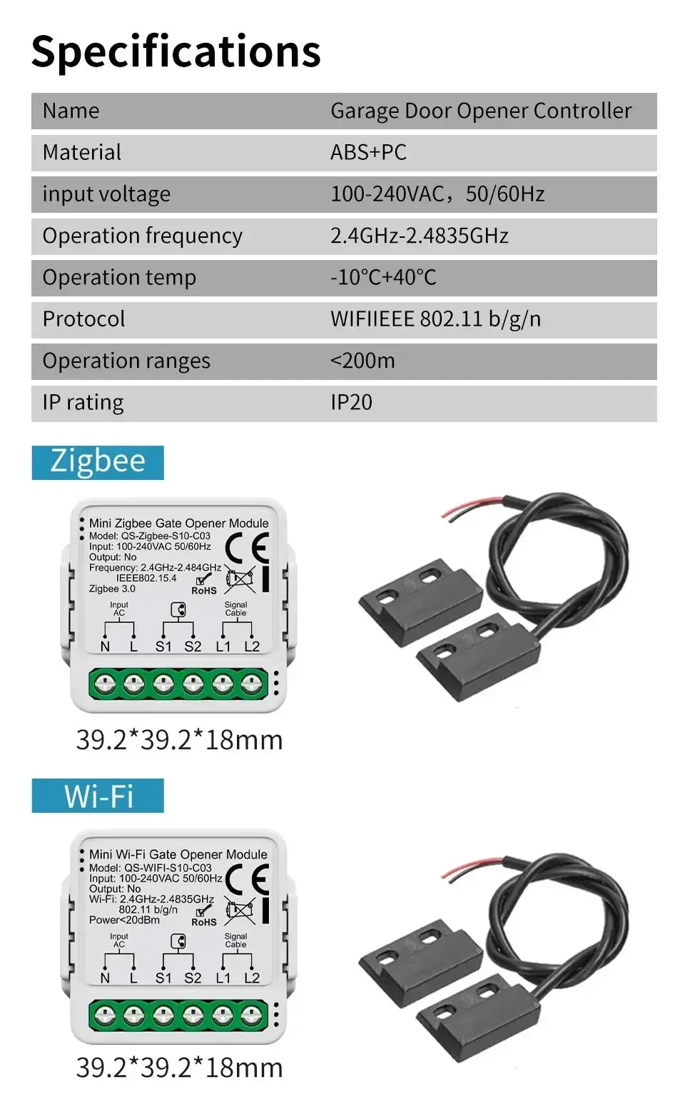 Tuya WiFi Zigbee Garage Door Opener Controller Smart Gate Opener Module Smart Life APP Alexa Google Home Alice Voice Control