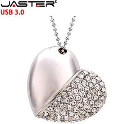 High Speed Metal Necklace USB 3.0 Flash Drive 4G 8G 16GB 32GB 64GB 128GB Heart Pen Drives Gifts  Memory Stick 100% Real Capacity
