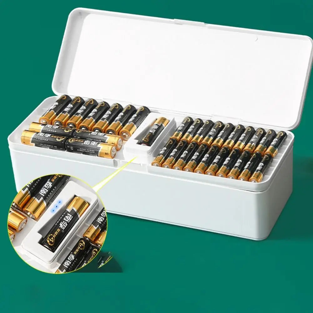 Simplicity PP Battery Organizer Fall Prevention Wear-resistant Battery Storage Box Large Capacity Bilayer Data Cable Case