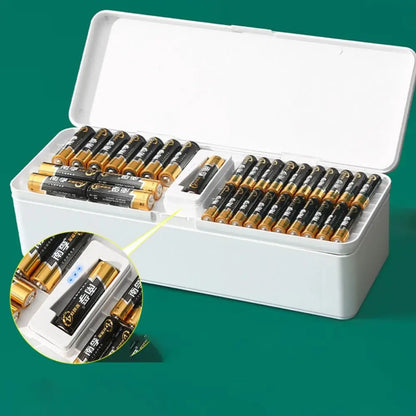 Simplicity PP Battery Organizer Fall Prevention Wear-resistant Battery Storage Box Large Capacity Bilayer Data Cable Case
