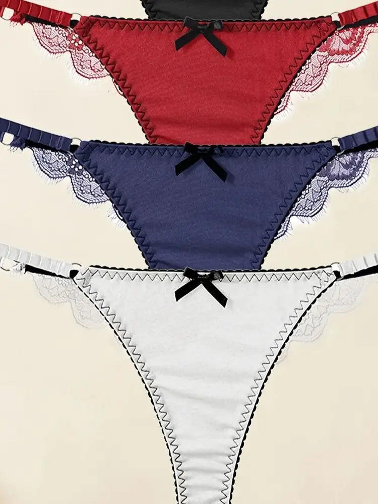 4-piece French sexy lace bow seamless women's thong comfortable soft sports yoga women's underwear