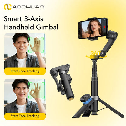AOCHUAN Smart X3 3 Axis  Anti-Shake Gimbal Stabilizer Built-in Telescopic Rod For  iPhone And Android Smartphone Shooting Vlgo