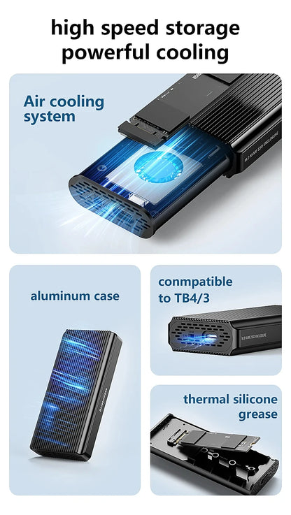 40Gbps USB 4.0 SSD Enclosure Thunderbolt USB-C M.2 NVMe SSD Case Compatible with USB 3.2/3.1/3.0 For Macbook iPad Phone Laptop