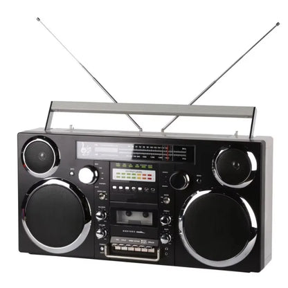 GPO Brooklyn Retro Boombox | Cassette Player, CD Player, Bluetooth Speaker, FM Radio, Portable Stereo System