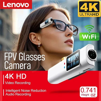 Lenovo 4K Mini FPV Eyeglasses Video Shooting Micro-camera HD WiFi Intelligent Headset Glasses Video&Sound Recording WiFi APP