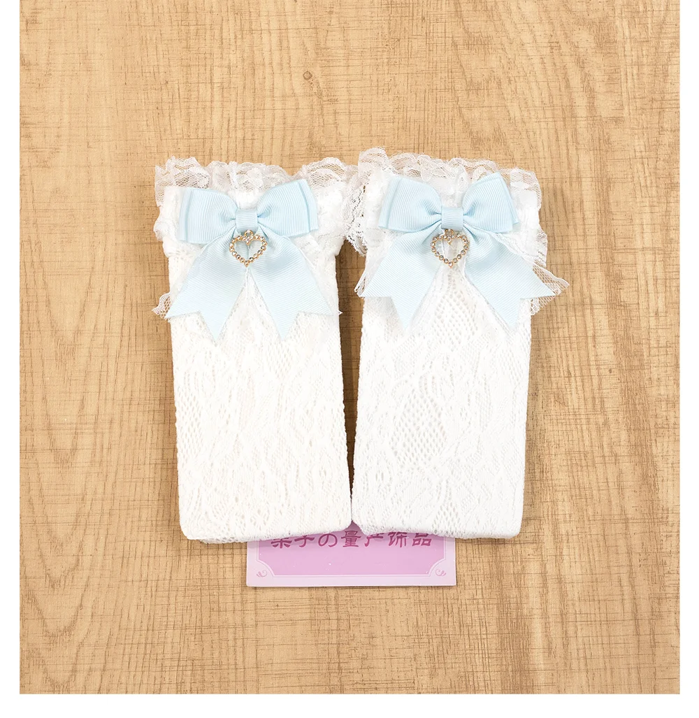 JK Lolita Lace Stockings Bow Knot Sweet Socks Female Long Stocking Teen Uniform Calf Socks Student Cute JK Socks