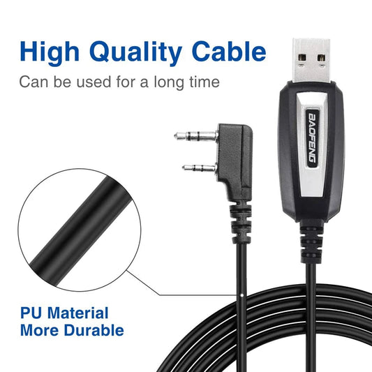 USB Programming Cable For Baofeng UV-5R/82/888S/UV-S9PLUS/UV-13/16/17/21 Pro & Quansheng UV-K5/5R Plus Walkie Talkie by PDG ibma