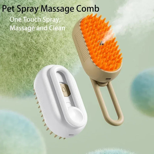 Steamy Dog Brush Electric Spray Cat Hair Brush 3 in1 Dog Steamer Brush for Massage Pet Grooming Removing Tangled and Loose Hair by PDG ibma