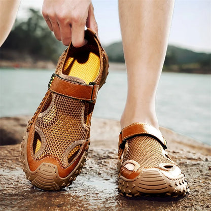 Summer Men Sandals Genuine Leather Mens Casual Shoes Outdoor Men Leather Sandals for Men Beach Shoes Roman mens Shoes