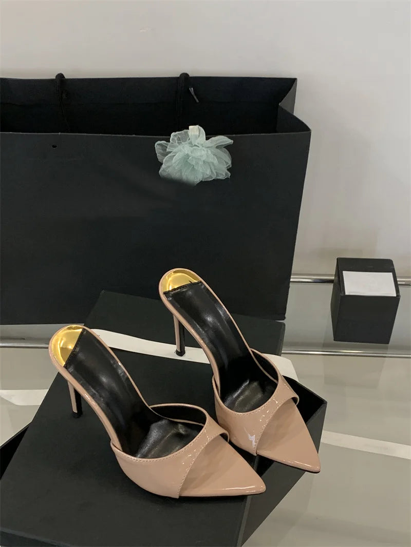 Hlieny 2026 Summer Fashion Stiletto Heels Women Pointed Toe Slippers Banquet Dress Sandals Party Wedding Mule Slides Shoes