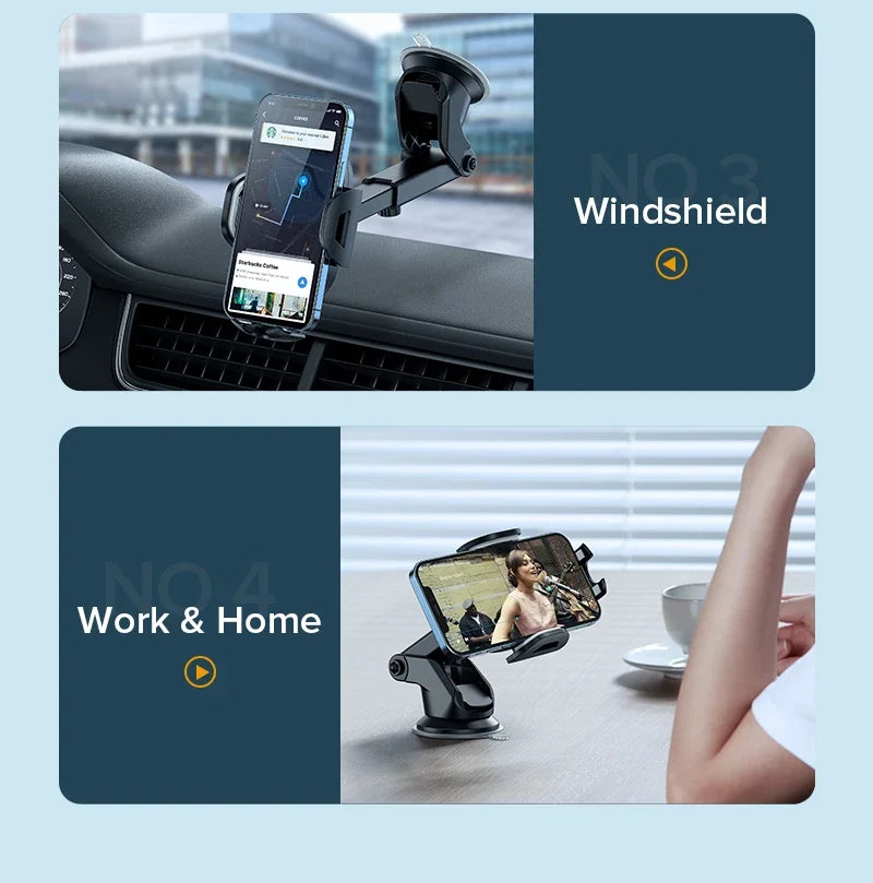 AUFU Sucker Car Phone Holder Smartphone Mount Stand GPS Telefon Mobile Cell Support For iPhone 15 14 13 Pro Max Xiaomi Samsung