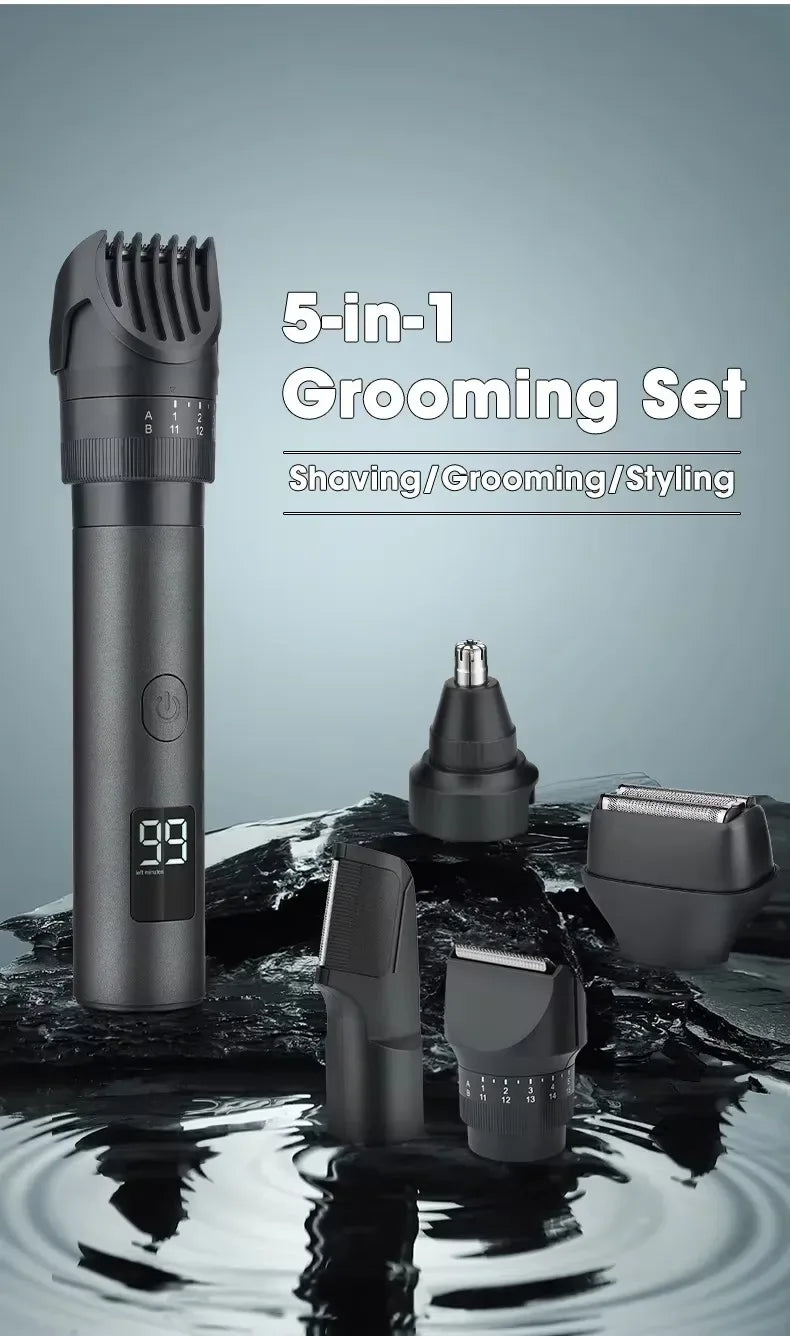 New Xiaomi IPX6 Waterproof Body Beard Hair Trimmer for Men 5 IN 1 Rechargeable Cordless Electric Razor Hair Clipper Shaver