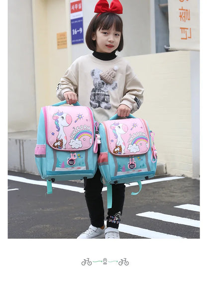 Waterproof Children Primary School Bags Cute Unicorn Rainbow Backpacks Kids Cartoon Animal Dinasour Shcoolbags for Kindergarten