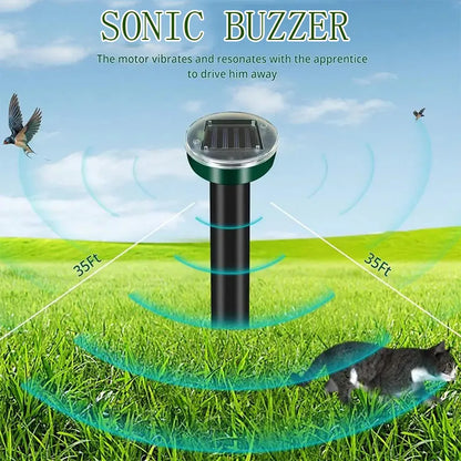 4PCS Solar Powered Ultrasonic Mouse Mole Repeller Rodent Deterrent Vibration Wave LED Lights For Yard Garden Park Farm Outdoor