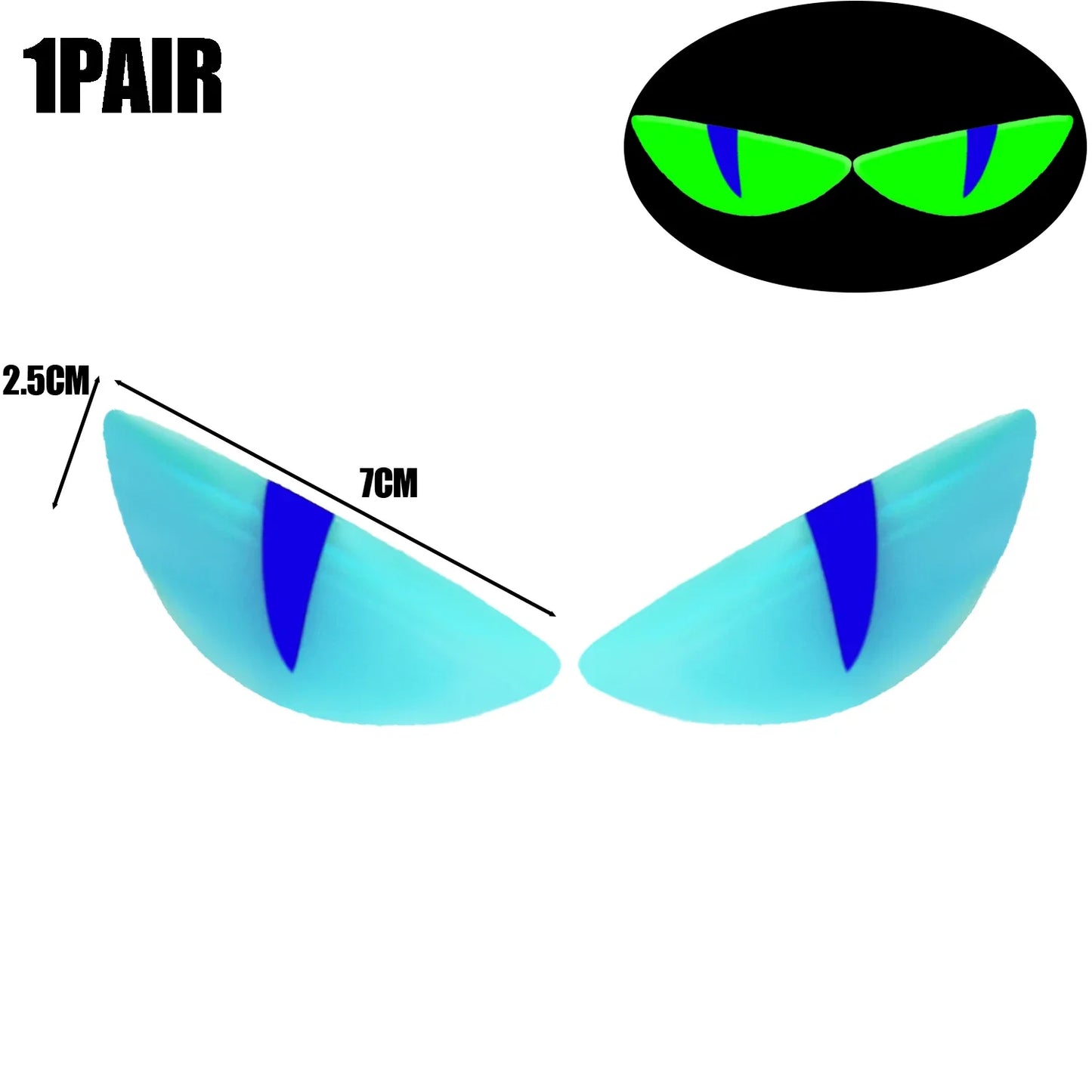 Luminous Eyes Car Stickers Green Glowing Devil's Eye Car Motorcycle Headlight Styling Sticker 3D Drip Glue Cat Eye Decoration