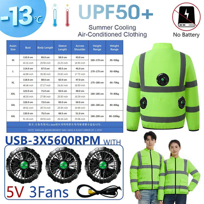 AKOOUS 6500 RPM 12V/5V USB 3-Fans Cooling Vest Air Conditioned Clothes Men Women Outdoor Work Fishing Body Cooling Jacket