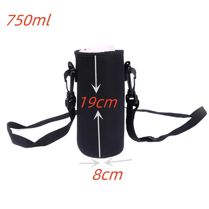 Portable Water Bottle Insulated Neoprene Holder Pouch Bag 420/550/750/1000/1500ml Shoulder With Adjustable Strap