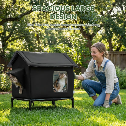 Elevated Pet House-Bed Moisture-Proof Design Cat House Weatherproof for Indoor or Outdoor Use Fits Small or Medium Pets