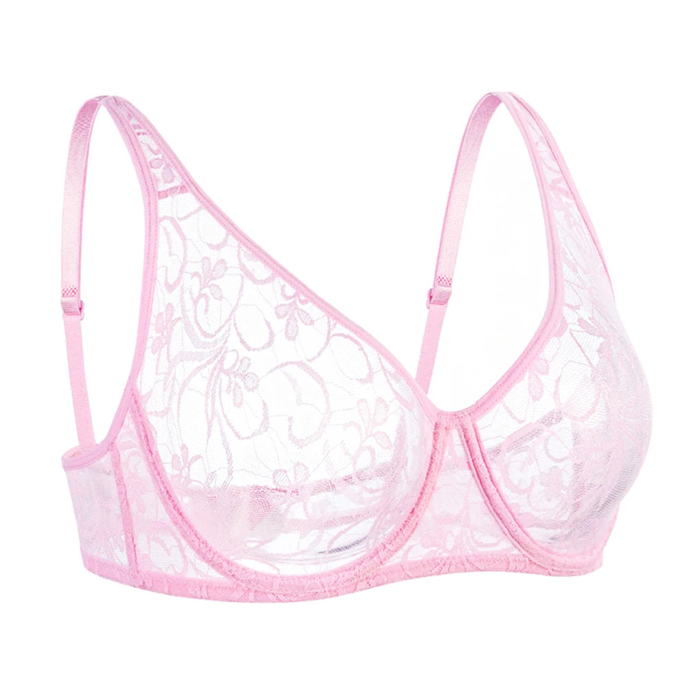 Bras For Womens Black Lace Sheer Bralette Bra Underwired Underwear Floral Homosexual Sexy Lingerie Brassiere A B C D DD Cup