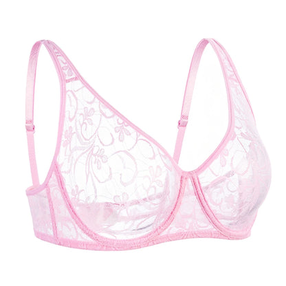 Bras For Womens Black Lace Sheer Bralette Bra Underwired Underwear Floral Homosexual Sexy Lingerie Brassiere A B C D DD Cup