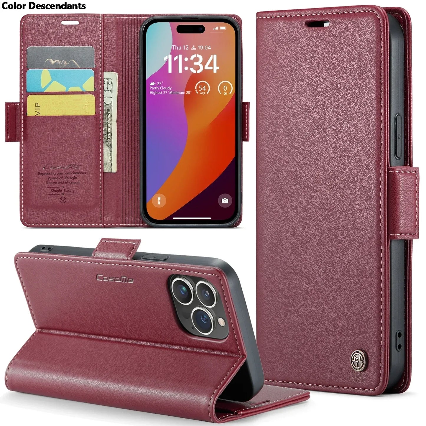 Iphone 15 Pro Max Case Iphone 13 14 12 11 Pro Max SE X XR XS Max 8 7 6 6S Plus Card Slot High-grade Leather Cover Phone Case