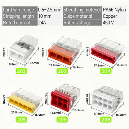 10/50/100 Pcs CMK 20 Mini Quick Wire Connectors 2/3/4/5/6/8 Ports Terminal Block Hard Stainless Easy Electric Quick Push-In